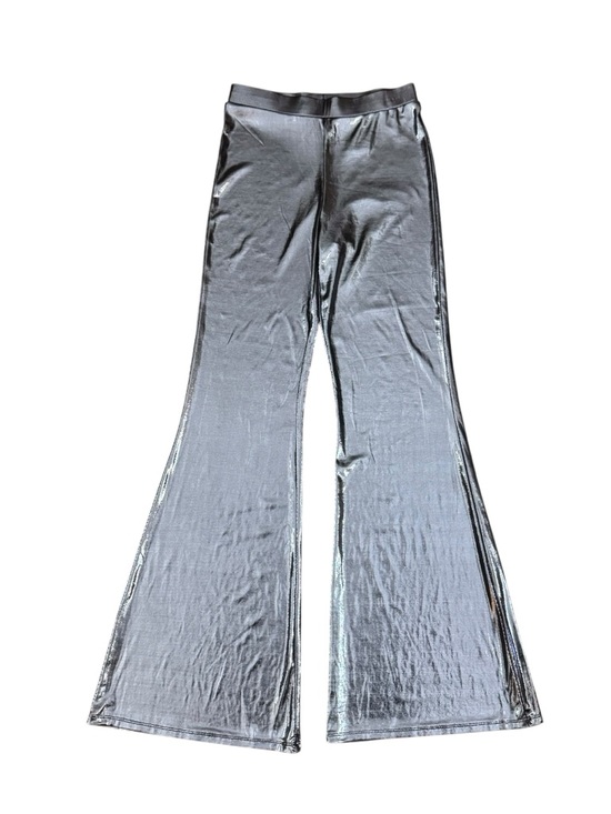 H&M Pants - H&M Metallic Silver Flare Pants Women’s Size 20 EU Small Stretch Disco